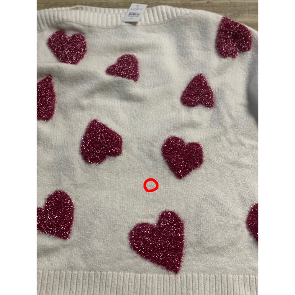 NWT Shimmer Heart Boatneck Sweater White & Pink Size XS - Picture 5 of 6